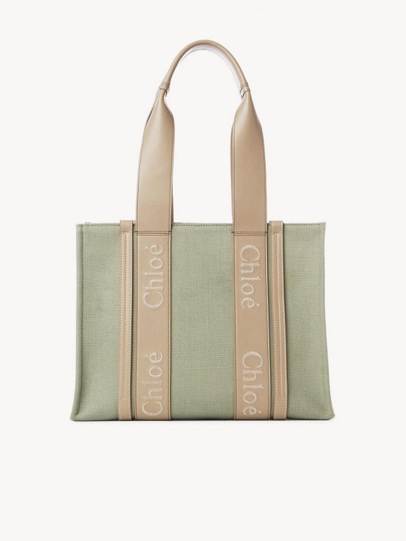 FADED GREEN Chloe Medium Woody Tote Bags | CHE-SR13314