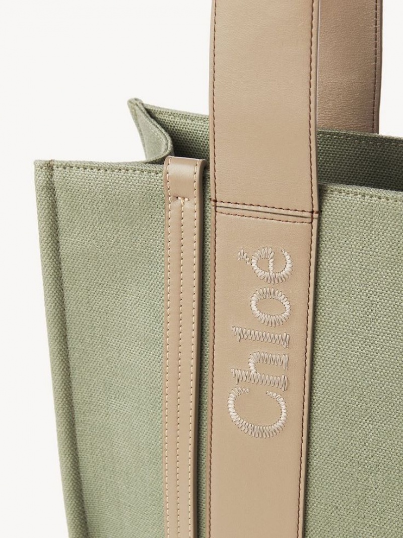 FADED GREEN Chloe Medium Woody Tote Bags | CHE-SR13314