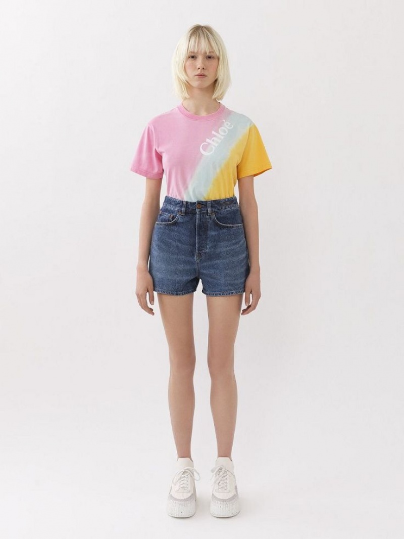 Faded Denim Chloe Dukuno Denim Shorts | CHE-SR13979