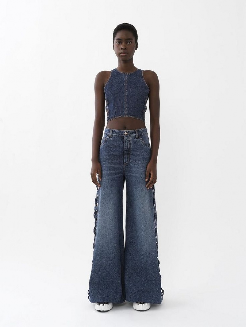 Faded Denim Chloe Wide Rave Jeans | CHE-SR13983