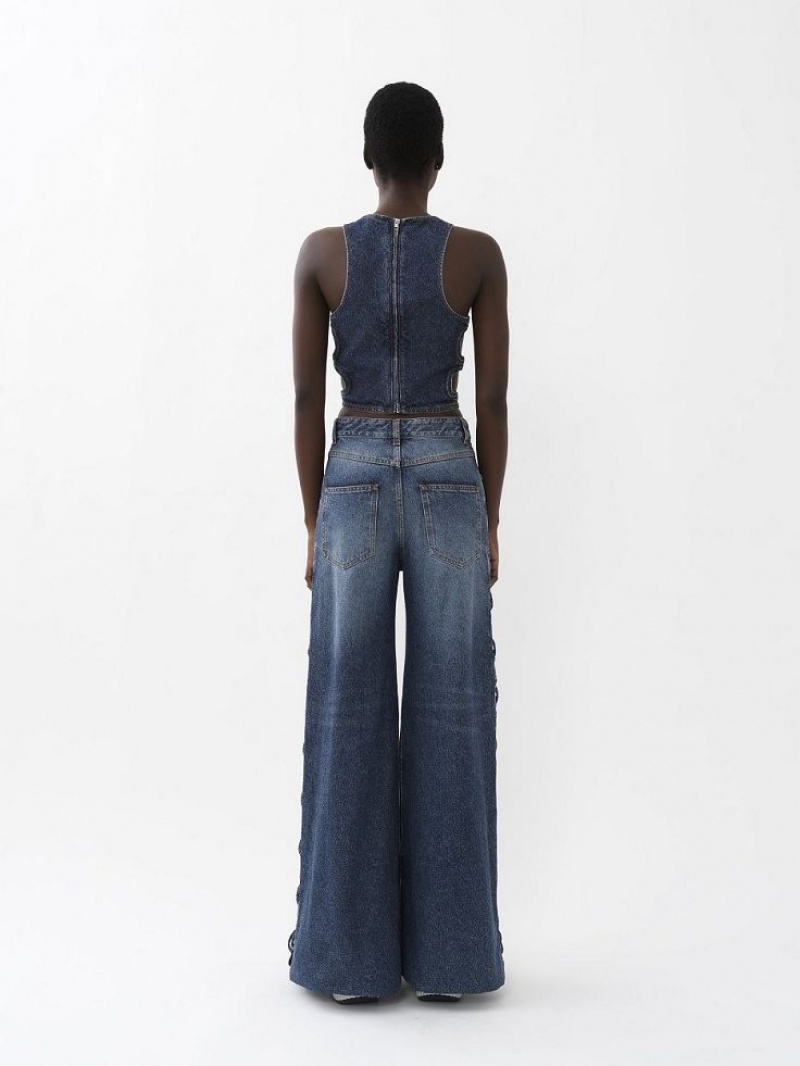 Faded Denim Chloe Wide Rave Jeans | CHE-SR13983