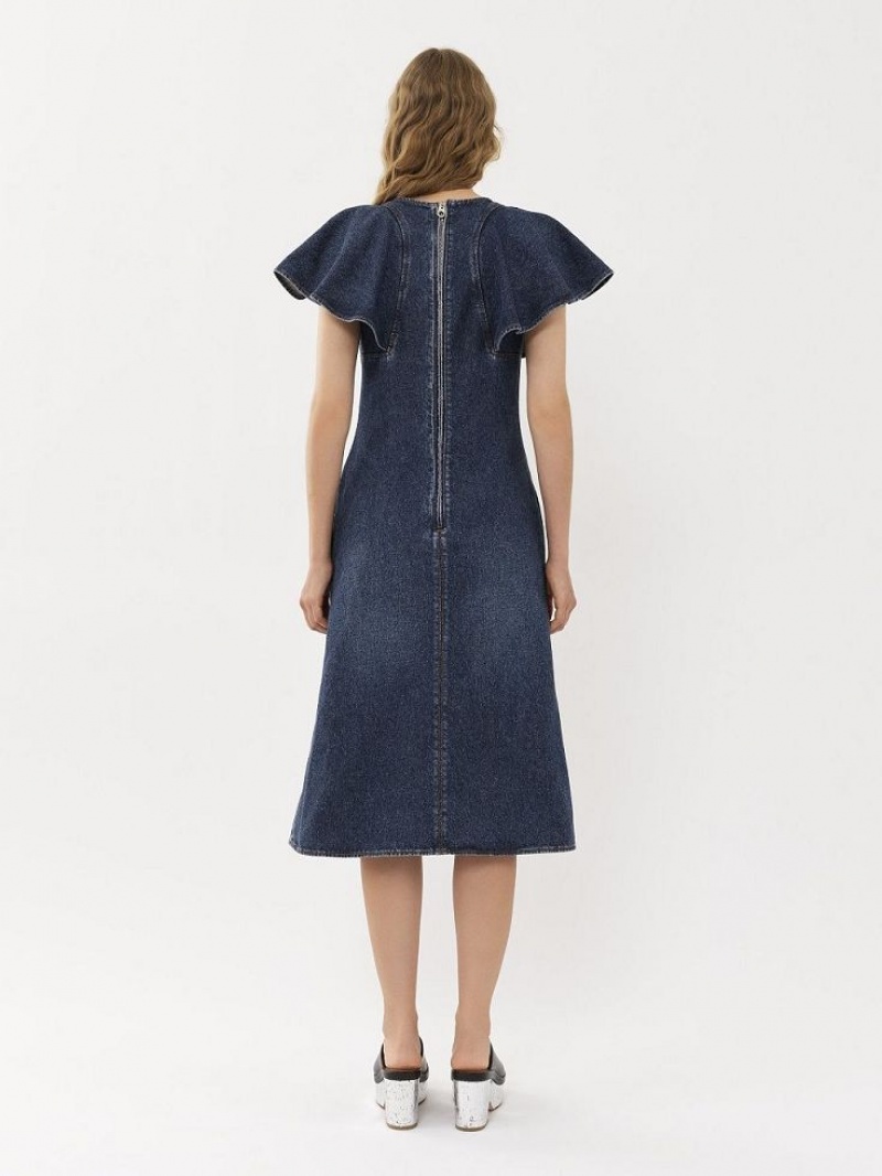 Faded Denim Chloe Wing-sleeve Dresses | CHE-SR13835