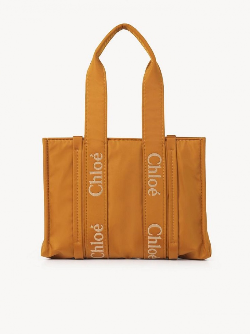 GOLDEN YELLOW Chloe Medium Woody Tote Bags | CHE-SR13287