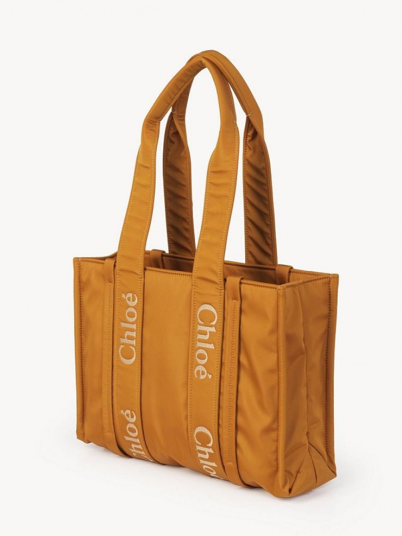 GOLDEN YELLOW Chloe Medium Woody Tote Bags | CHE-SR13287