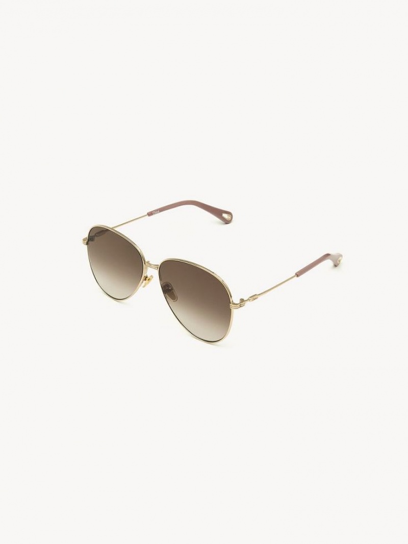 GOLD/GRADIENT BROWN Chloe Faith Sunglasses | CHE-SR14568