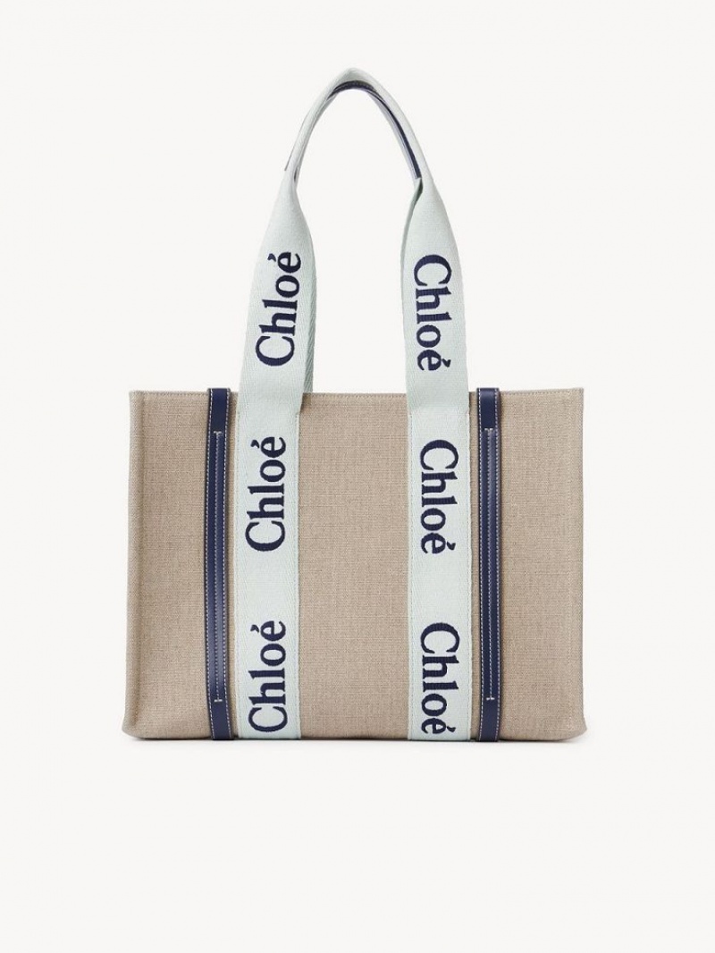 GREEN - BLUE 1 Chloe Medium Woody Tote Bags | CHE-SR13365