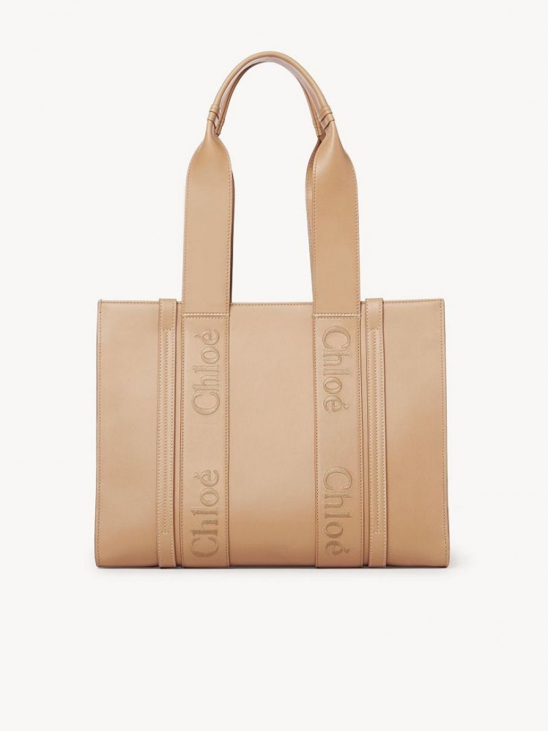 Light Tan Chloe Medium Woody Tote Bags | CHE-SR13353