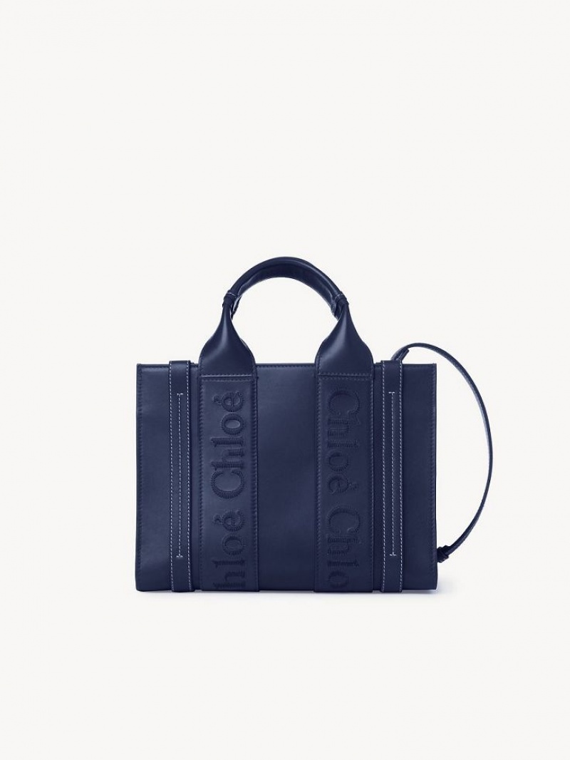 Night Blue Chloe Small Woody Tote Bags | CHE-SR13376