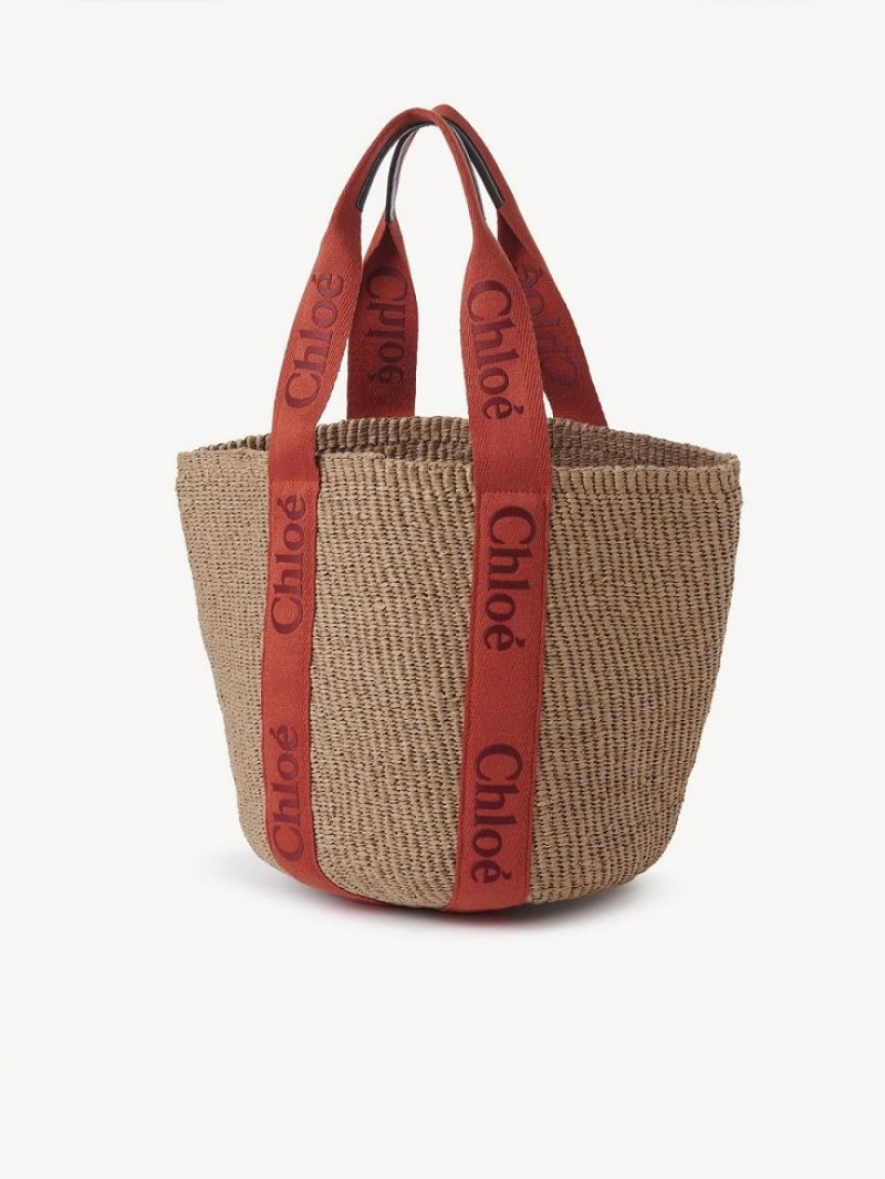 ORANGE - ORANGE 1 Chloe Large Woody Basket Tote Bags | CHE-SR13298