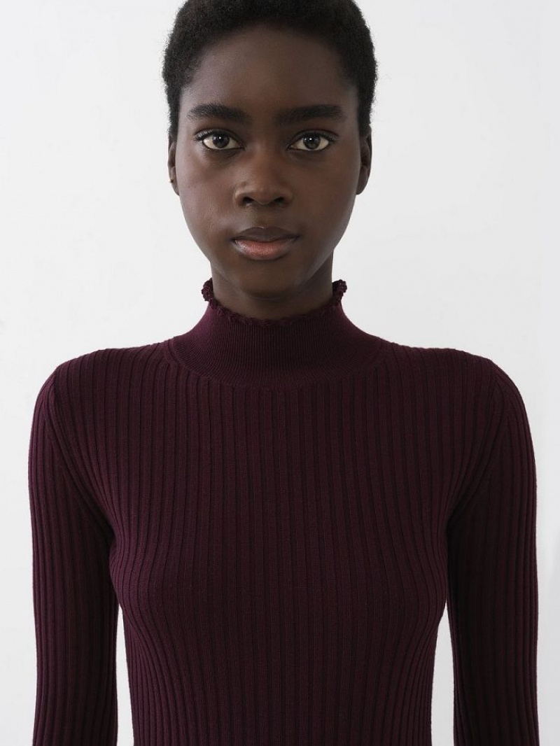 Obscure Purple Chloe Fitted High-neck Knitwear | CHE-SR13961