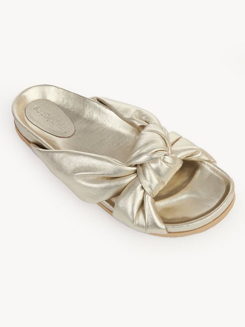 PALE GOLD Chloe Spender Slide Flats | CHE-SR14810