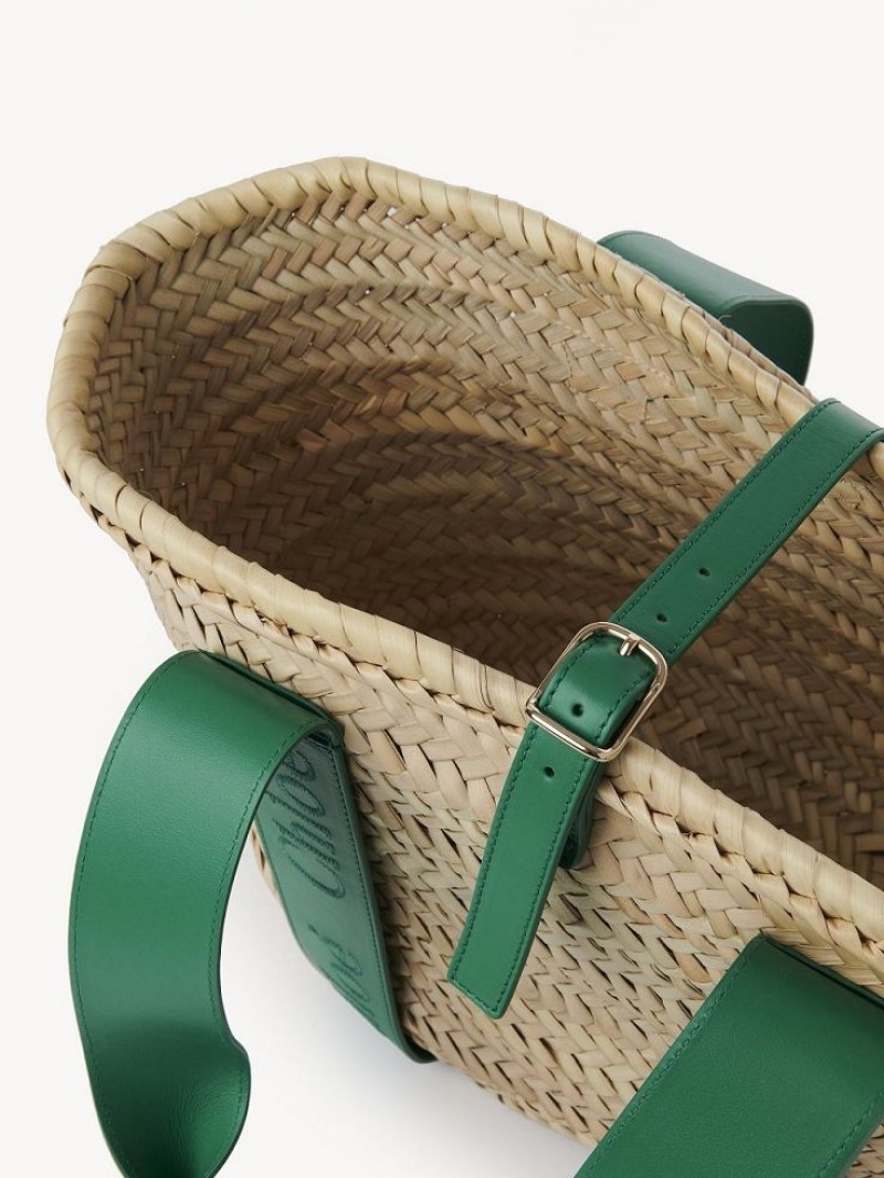 POP GREEN Chloe Sense Medium Basket Tote Bags | CHE-SR13297