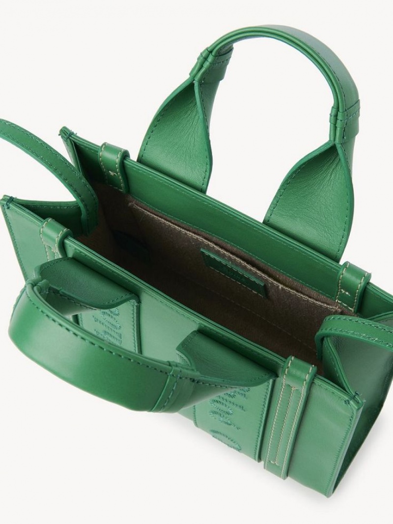 POP GREEN Chloe Woody Tote 1 Mini Bags | CHE-SR13698