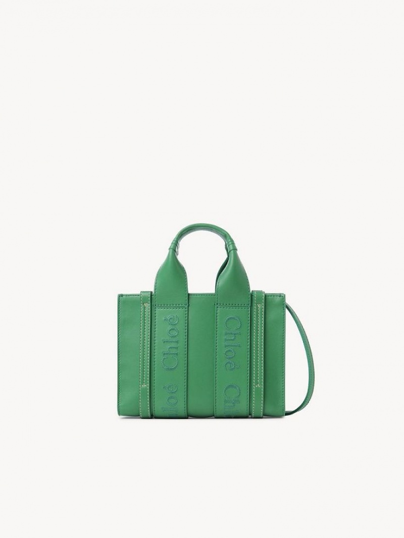 POP GREEN Chloe Woody Tote 1 Mini Bags | CHE-SR13698