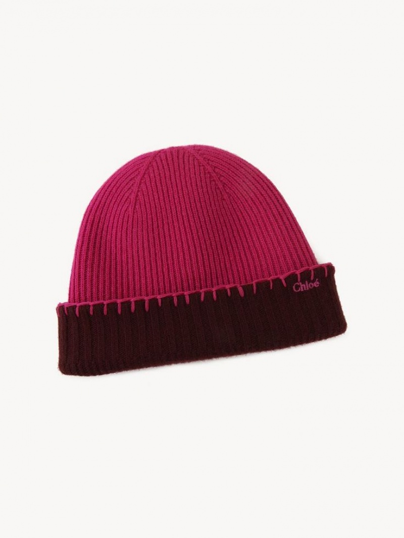 PURPLE - PINK 1 Chloe Ribbed Knit Beanie Hats | CHE-SR14472