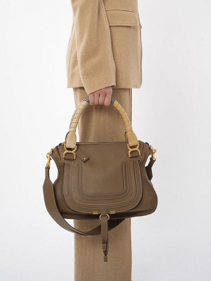 Palm Brown Chloe Marcie Double Carry Shoulder Bags | CHE-SR13439