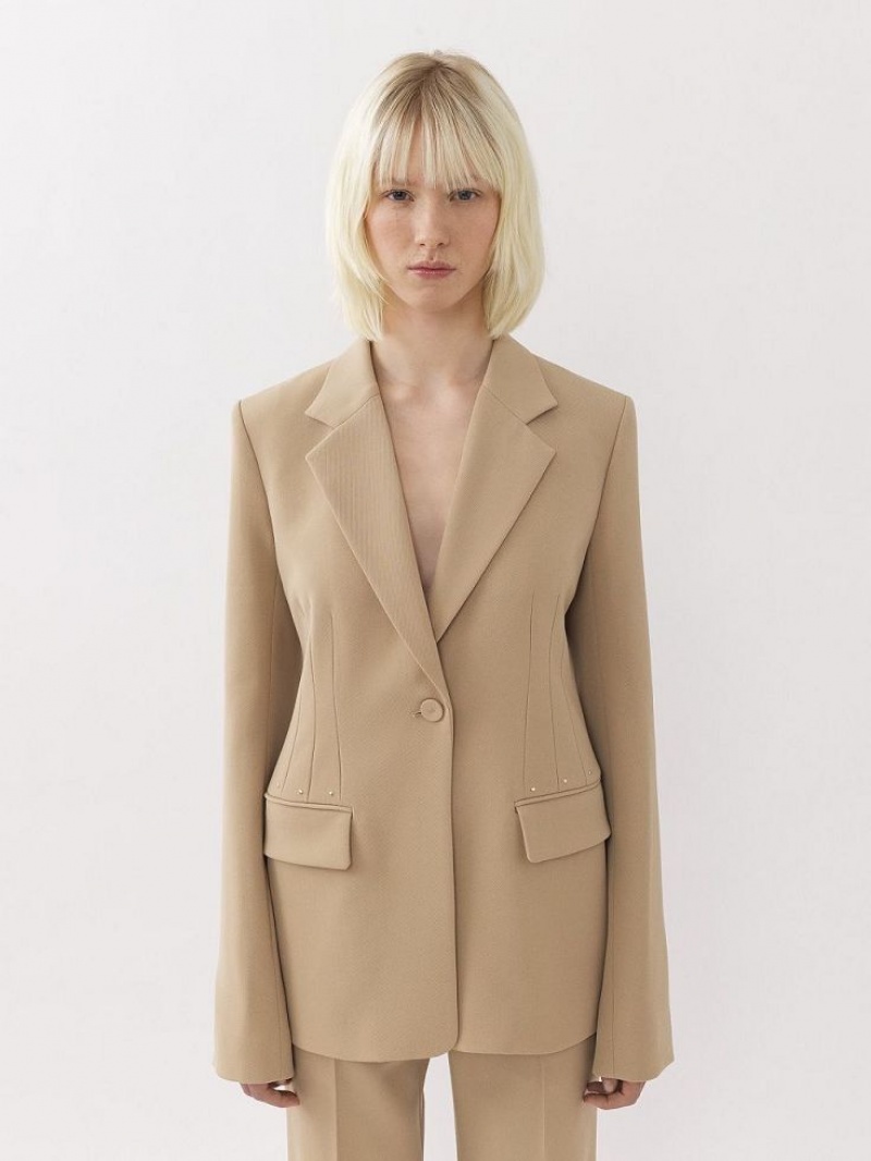 Pearl Beige Chloe Bell-shaped Suiting | CHE-SR14064