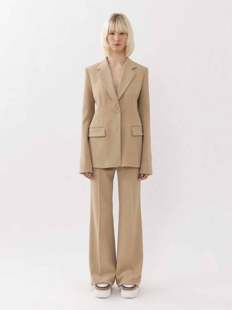 Pearl Beige Chloe Bell-shaped Suiting | CHE-SR14064