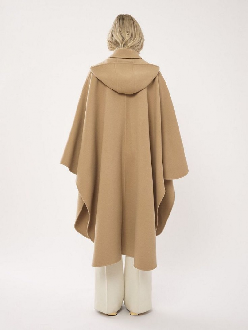 Pearl Beige Chloe Hooded Cape Coats | CHE-SR13821