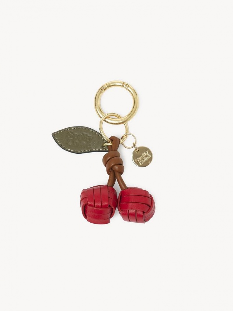 Red Flame Chloe My Sbc Cherry Woven Key Chain | CHE-SR14940