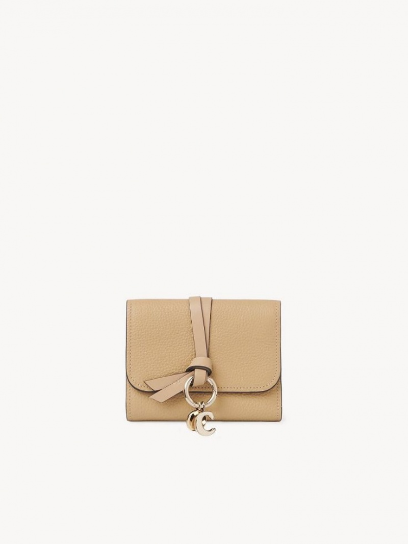 SOFT TAN Chloe Alphabet Small Tri-fold Compact Wallets | CHE-SR14292