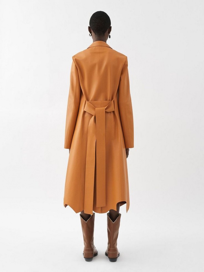 SUNSET ORANGE Chloe Generous Wrap Coat Leather | CHE-SR14100