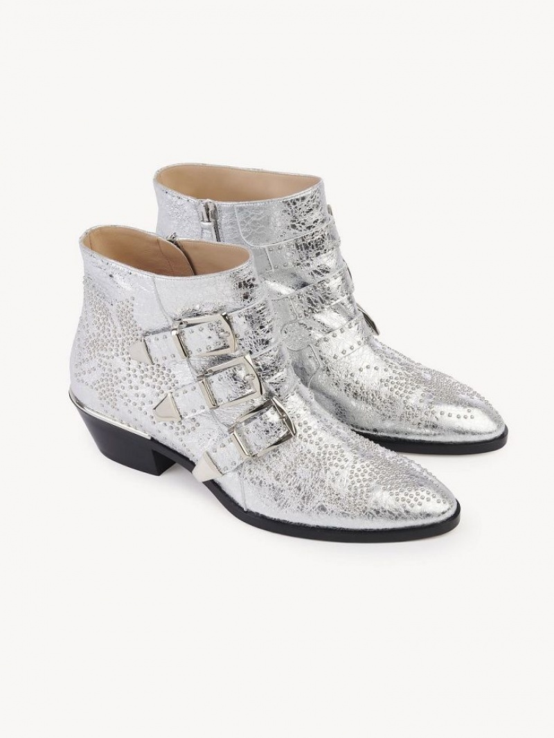 Silver Chloe Susanna Short Boots | CHE-SR14212