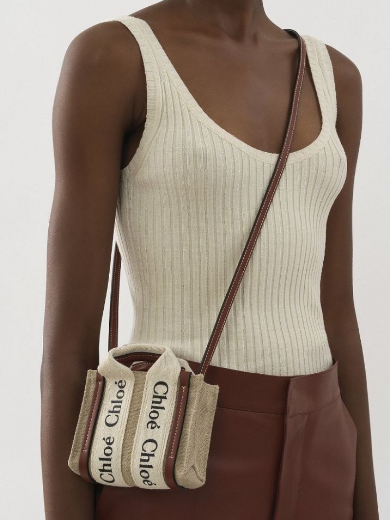 WHITE - BROWN 1 Chloe Woody Nano Crossbody Bags | CHE-SR13495