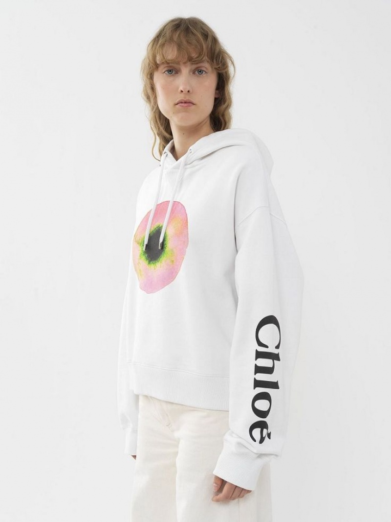 WHITE - PINK 1 Chloe Printed Hooded Sweaters | CHE-SR13870