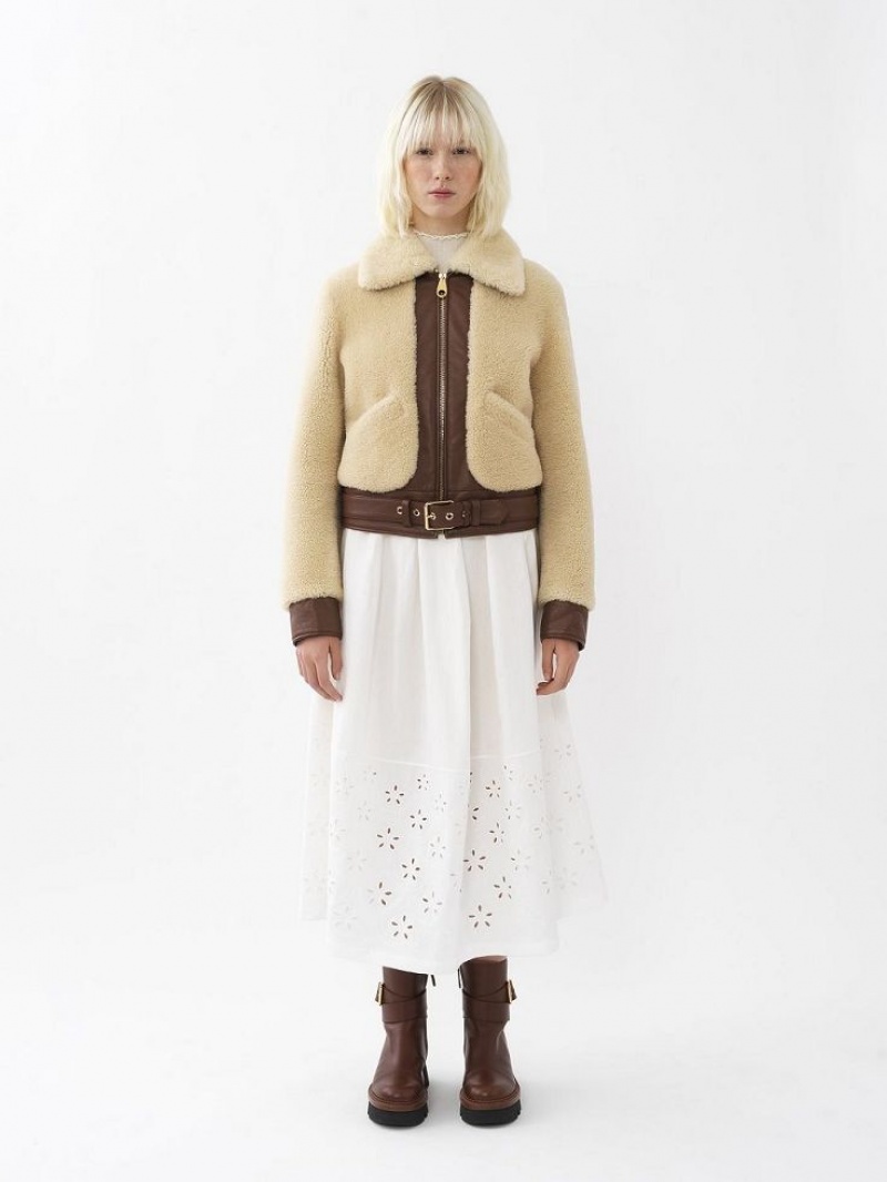 Whisper White Chloe Short Blouson Jackets | CHE-SR13801