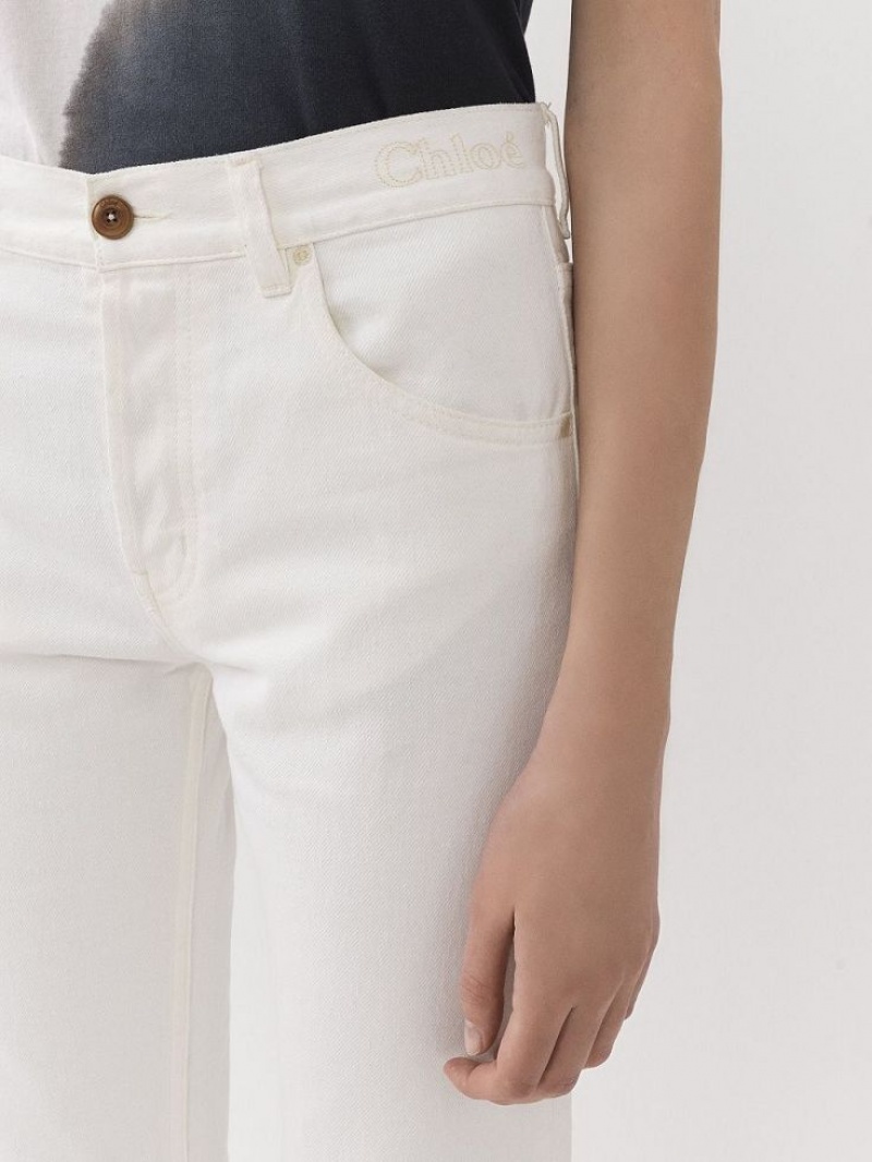 White Chloe Fuego Cropped Bootcut Jeans | CHE-SR13997