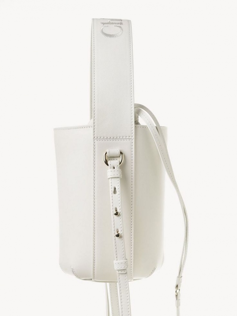 White Chloe Sense Bucket Crossbody Bags | CHE-SR13529