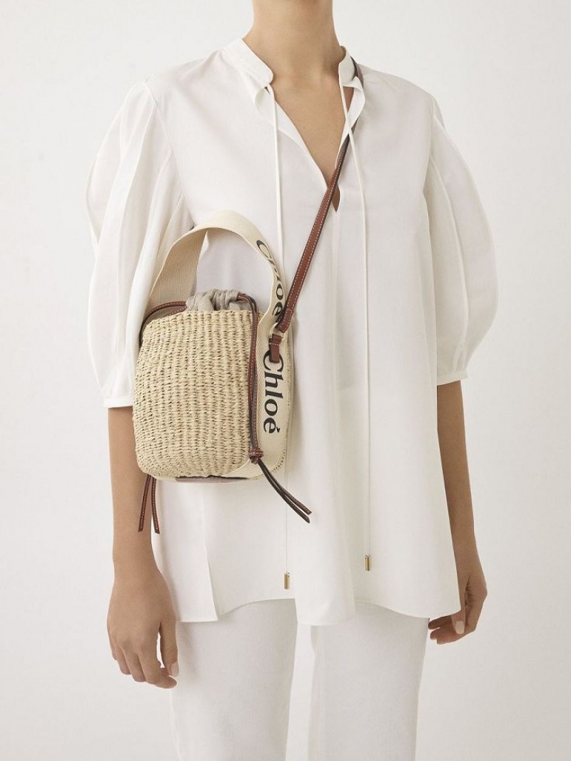 White Chloe Small Woody Basket Crossbody Bags | CHE-SR13609