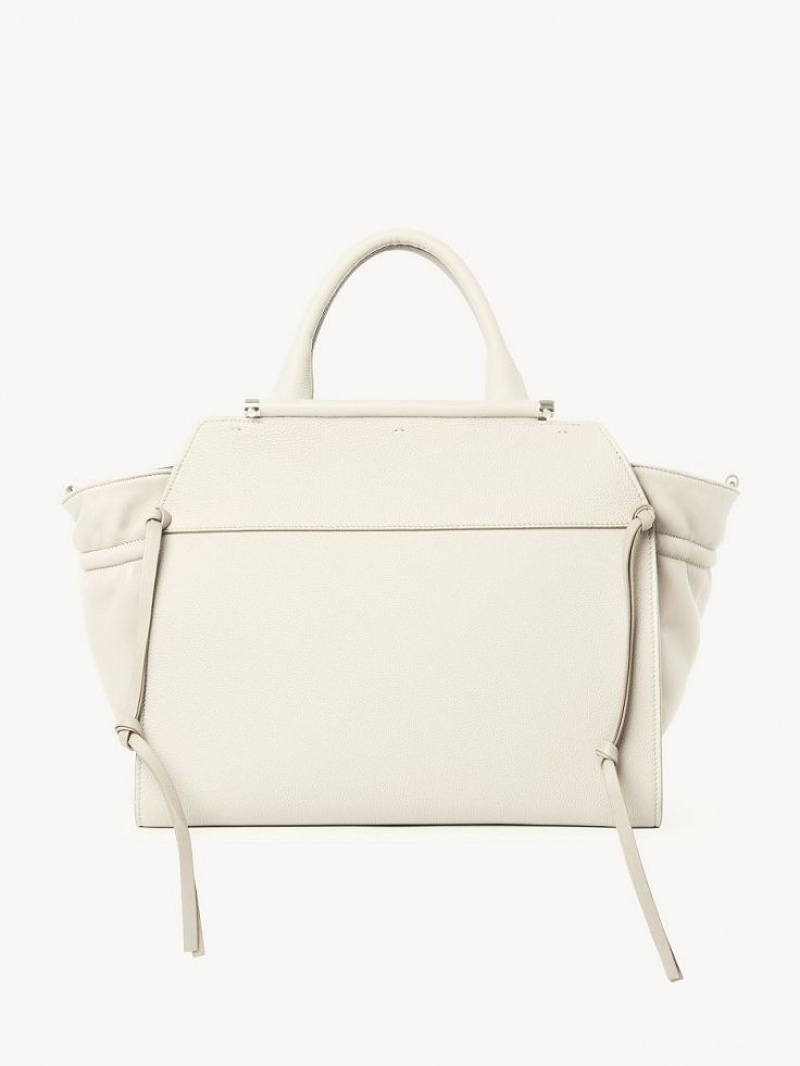 White Chloe Steph Medium Double Carry Tote Bags | CHE-SR13371