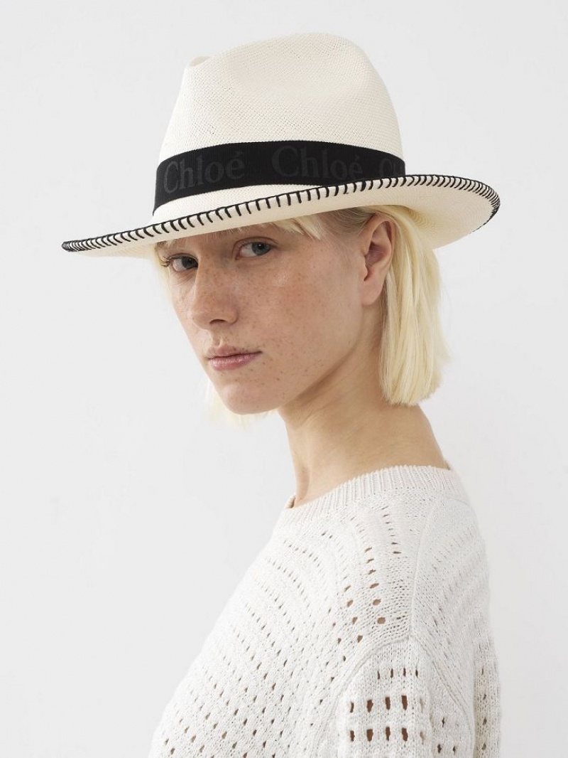 White Chloe Woody Panama Hats | CHE-SR14498