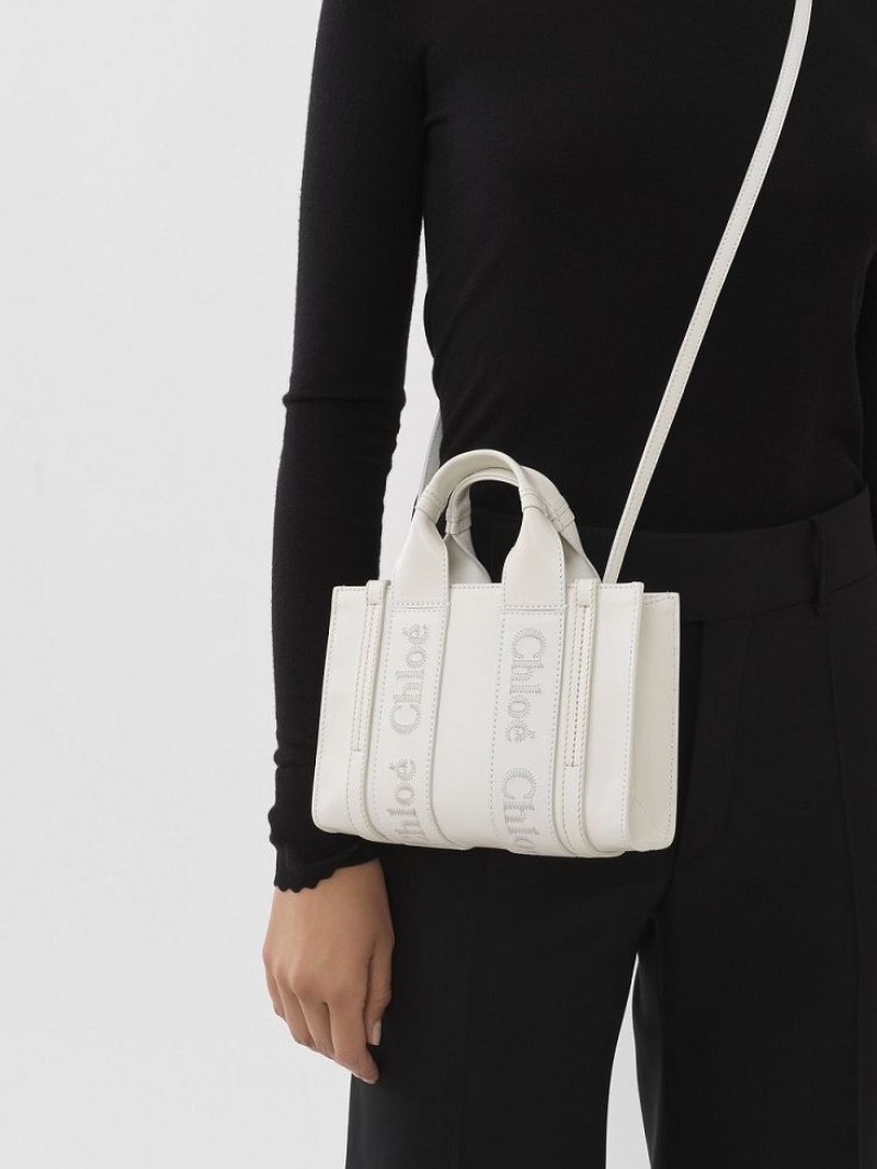 White Chloe Woody Tote 1 Mini Bags | CHE-SR13681