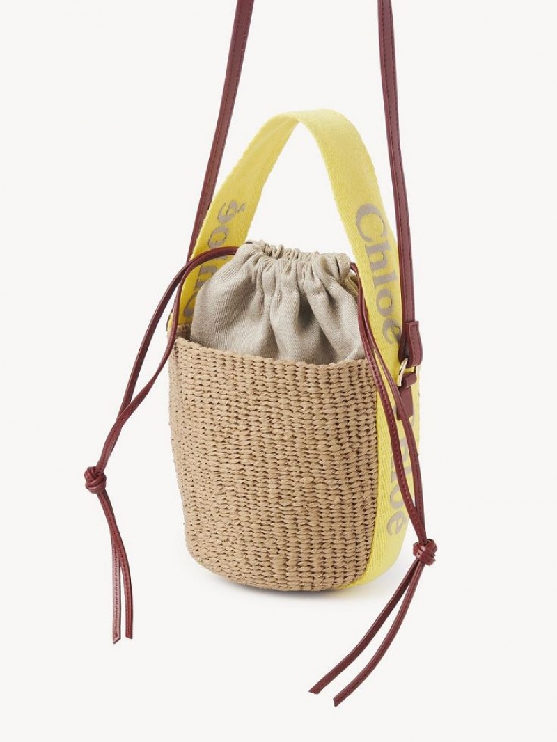 YELLOW - BEIGE 1 Chloe Small Woody Basket Crossbody Bags | CHE-SR13565